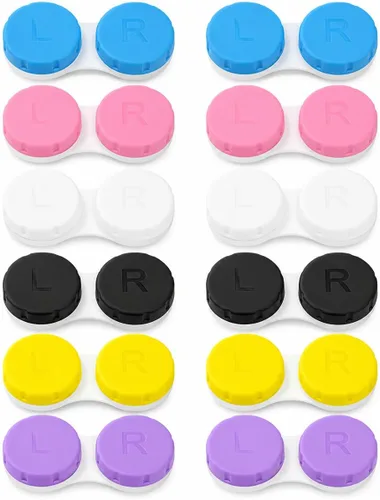 Vista 5 de Paquete de 12 fundas para lentes de contacto, estuche de contacto portátil para viajes al aire libre, hogar, oficina, dormitorio y uso diario, 12