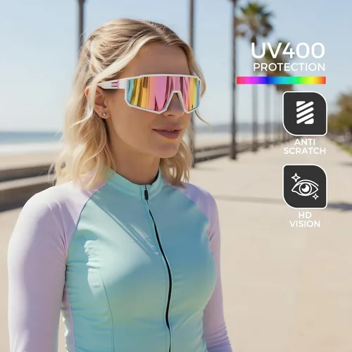 Vista 2 de IKTOD Paquete de 3 lentes de sol polarizados para correr para mujeres y hombres, protección UV, para ciclismo, béisbol, pesca