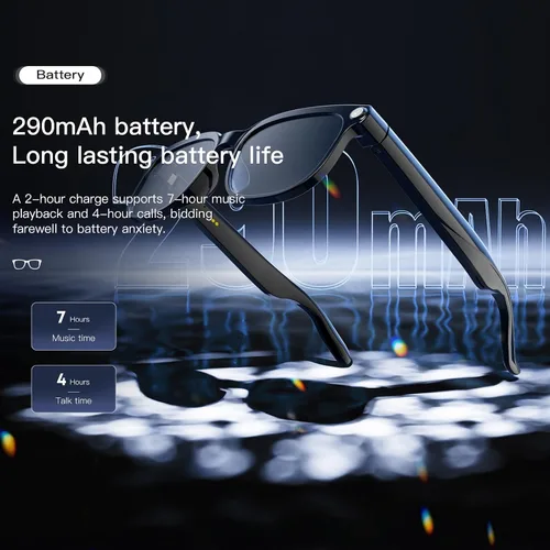 Vista 7 de Lentes inteligentes AI con cámara 4K, gafas de sol de grabación de video Bluetooth, traductor en tiempo real para más de 100 idiomas, asistente