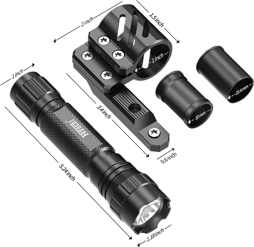Vista 4 de Feyachi Linterna táctica LED para armas de 1200 lúmenes con montaje en riel Picatinny/M Lock e interruptor de presión incluido