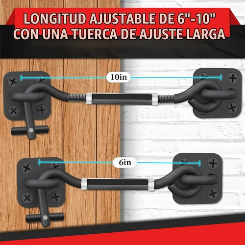 Vista 2 de Gancho de cabina de privacidad ajustable de 6 a 10 pulgadas, pestillo de puerta de granero