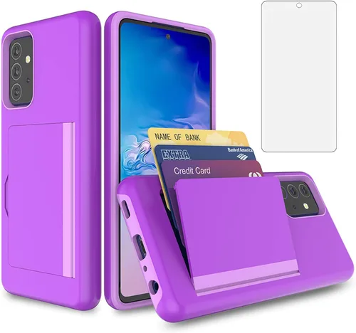 Vista 7 de Asuwish Funda compatible con Samsung Galaxy A52 5G/4G y protector de pantalla de vidrio templado, accesorios de celda, soporte para tarjetas de Rojo