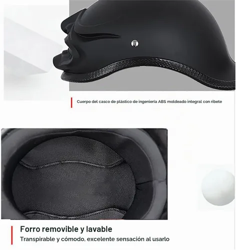 Vista 6 de Half-Shell - Casco de motocicleta, casco de motocicleta con cara abierta, certificación ECE/DOT, medio casco, M (57 ~ 22.8 in)