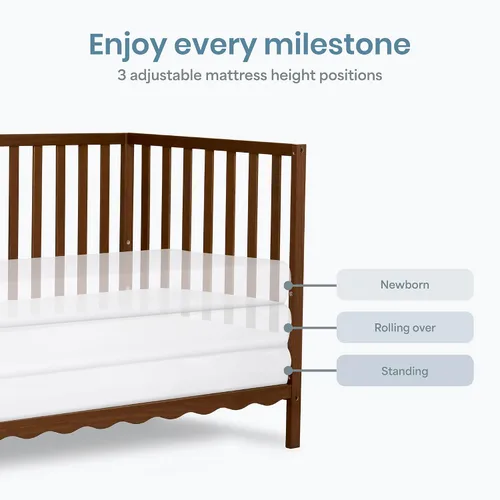Vista 6 de Dream On Me Synergy Wave 5-in-1 Convertible Full Size Baby Crib, Walnut