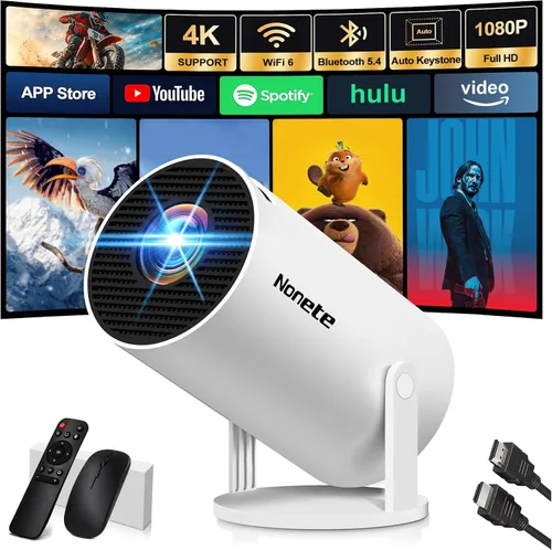 Vista 10 de [Proyector 2026 actualizado] Mini proyector compatible con 4K 1080P Keystone automático 270° giratorio con WiFi 6 y Bluetooth 5.2 proyector portátil
