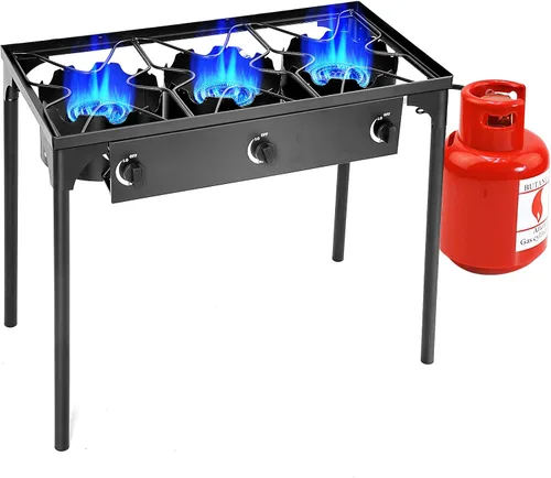 Vista 9 de Giantex Estufa de un solo quemador al aire libre, soporte de quemador de alta presión máx. 100,000 BTU, regulador de 0-20 PSI patas desmontables