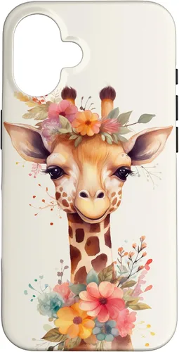 Vista 32 de Cute Giraffe with Flowers Giraffe Floral Case for iPhone 17