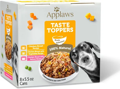 Vista 7 de Applaws Taste Toppers - Comida húmeda de pollo en caldo para perros, paquete de 12 latas de 5.5 onzas