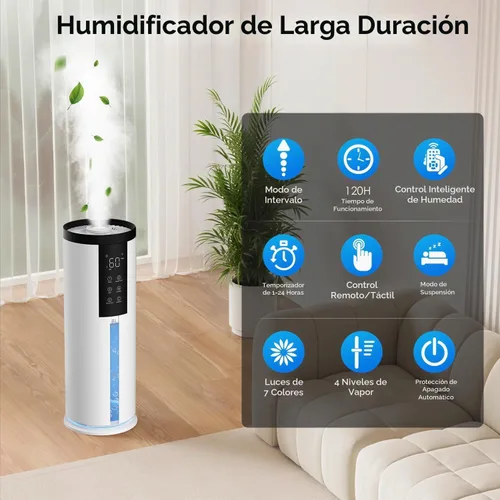 Vista 3 de Home Humidifier for Large Room, 2.11Gal Cool Mist Top Fill,120H Snow White