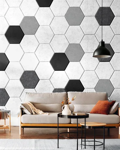 Vista 7 de Paquete de 12 paneles de pared acústicos decorativos Black/Grey