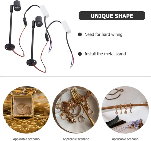Vista 7 de 2 unids/set LED 3 W brillante lámpara de lectura joyería proyector 8.2 in mini lámpara de pie creativa lámpara de mesa decoración para dormitorio
