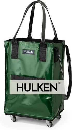 Vista 17 de HULKEN (Pequeño, Rojo Cósmico) Bolsa de comestibles reutilizable sobre ruedas, carrito de compras, bolsa con ruedas, cierre de cremallera, ligera