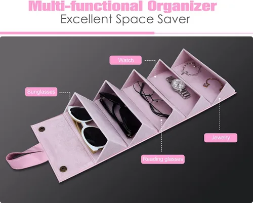 Vista 2 de MoKo - Organizador de gafas de sol con 5 ranuras estuche de viaje para gafas de sol portátil estuche de almacenamiento para mujeres y hombres