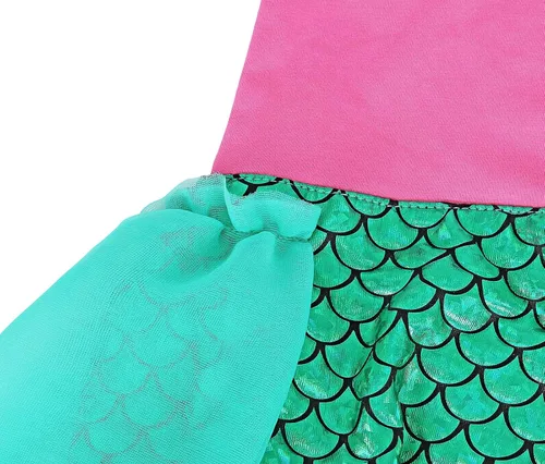 Vista 3 de HenzWorld Enterizo de sirena con lentejuelas para niños y niñas, disfraz de cumpleaños, fiesta elegante, escamas de pez, trajes de verano