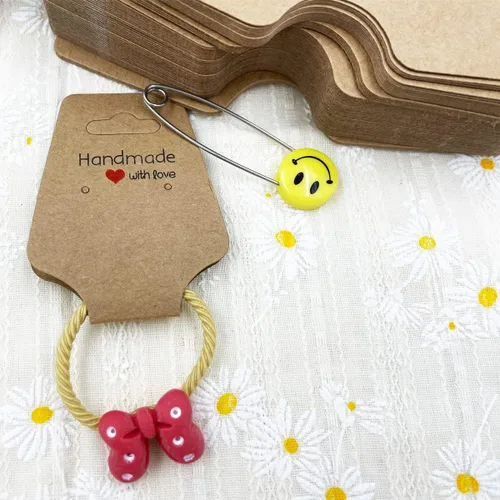 Vista 2 de Tarjetas de exhibición de pulsera, 100 collares, tarjetas autoadhesivas, embalaje de joyas para pequeñas empresas, tarjetas de papel kraft