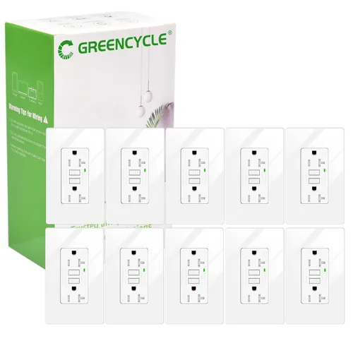 Vista 80 de Greencycle Toma GFCI de 15 amperios con puertos USB C y USB A, 1 unidad de toma eléctrica GFCI de prueba automática con USB, con indicador LED