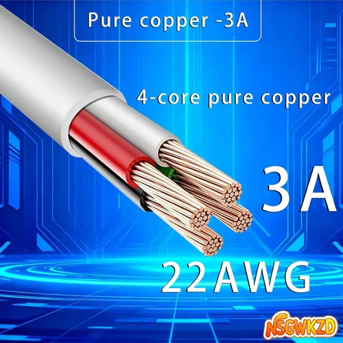 Vista 2 de Cable USB C blanco de 10 pies de largo, cable de carga rápida de 60 W, carga universal y sincronización de datos para dispositivo tipo C