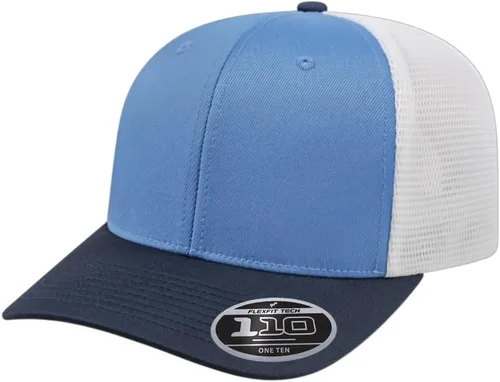 Vista 20 de Cap America i8502 Flexfit 110 Premium - Gorra de camionero de perfil medio con 6 paneles de malla trasera con protección UV y cierre ajustable