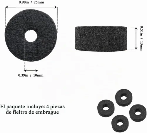 Vista 6 de Juego de accesorios de platillos de 21 piezas, fundas de soporte, fieltros, arandelas y tuercas de ala para batería (negro)