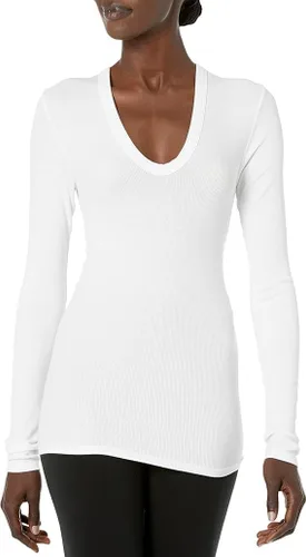 Vista 16 de Enza Costa Top de manga larga con cuello en U para mujer Negro