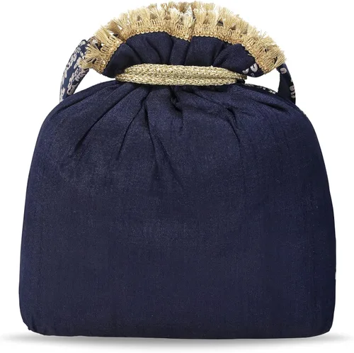 Vista 5 de Aheli Bolso de mano de seda bordada de diseño étnico para mujer (P24)