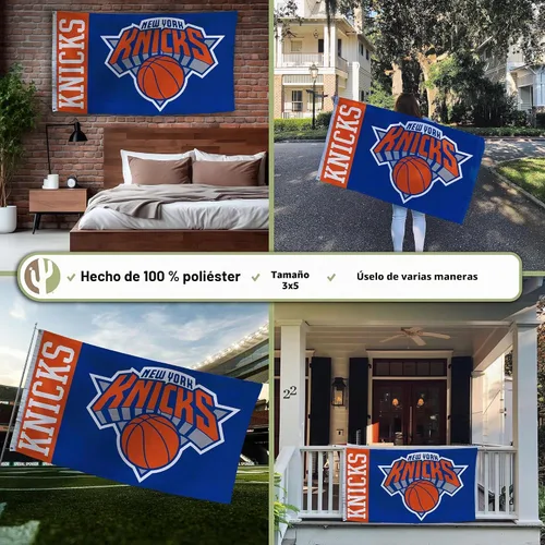 Vista 3 de Desert Cactus Bandera de los New York Knicks NBA National Basketball Association 100% poliéster para interiores y exteriores, 3 x 5 pies