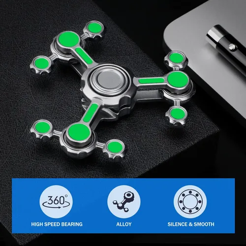 Vista 5 de Dilabnba Infinity Gear Fidget Spinners juguete para niños y adultos, juguete de metal fresco para aliviar el estrés, antiansiedad, luz que brilla