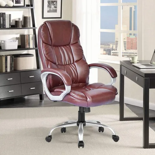 Vista 7 de Silla de oficina, silla de escritorio, silla de computadora, ergonómica, giratoria, taburete ajustable, respaldo alto, silla ejecutiva con soporte