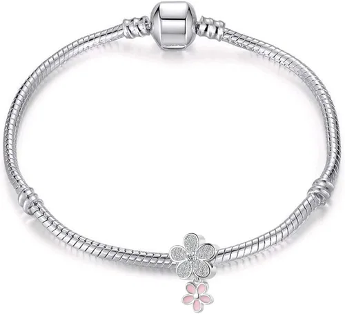 Vista 2 de MZC Jewelry Abalorio de flor rosa para pulseras y collares
