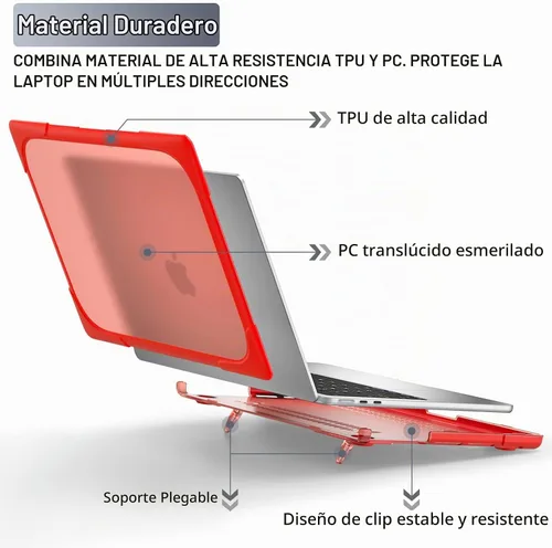 Vista 5 de Batianda Funda resistente para MacBook Air de 15 pulgadas 2023-2026, color Rojo