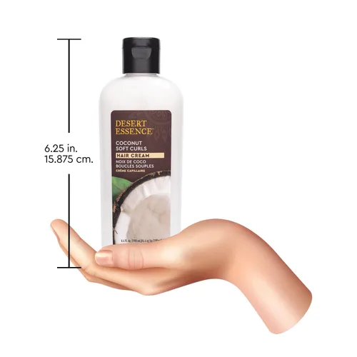 Vista 7 de Desert Essence Coconut Soft Curls - Crema para el cabello rizado a base botánica para cabello rizado, sin silicona, hidratante con aceite de coco