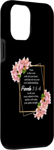 Vista 3 de iPhone 12 Pro Max Proverbios 3:5-6 Versículo de la Biblia Religioso Cristiano Hombres y Mujeres Caso
