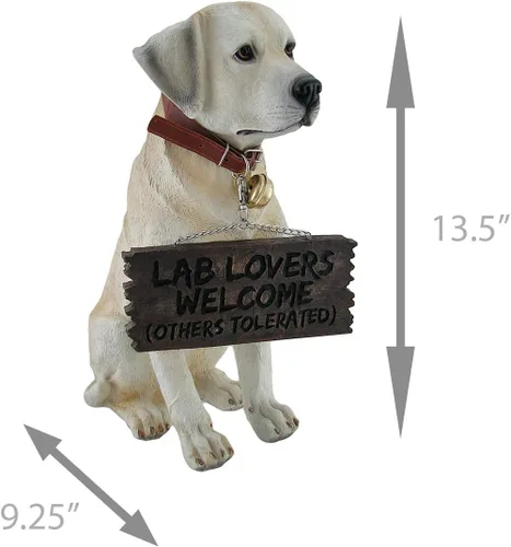 Vista 5 de Labrador Retriever - Estatua de jardín con letrero de bienvenida reversible, figura de perro de resina, decoración de laboratorio pintada a mano