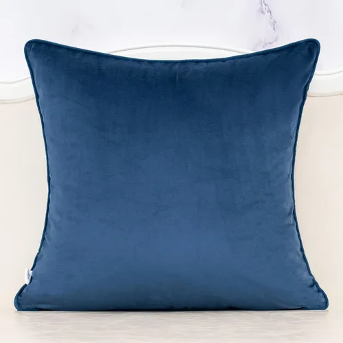 Vista 2 de Alerfa - Funda de almohada decorativa boho azul floral de terciopelo, 18x18 pulgadas, lujosa, bordada, funda de cojín cuadrada para sofá, sala
