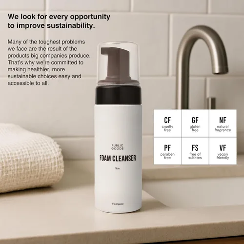 Vista 5 de Public Goods Limpiador facial e hidratante para hombres y mujeres, limpiador espumoso hidratante e hidratante, elimina la suciedad y el aceite