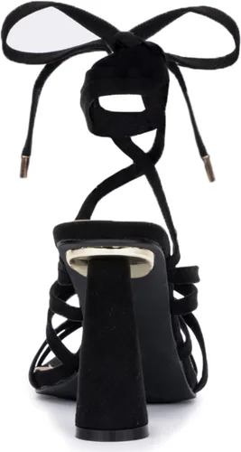 Vista 5 de Olivia Miller Nia - Zapatos de mujer de ante sintético a la moda para fiesta, con tiras finas, con cordones y puntera cuadrada abierta, tacón medio