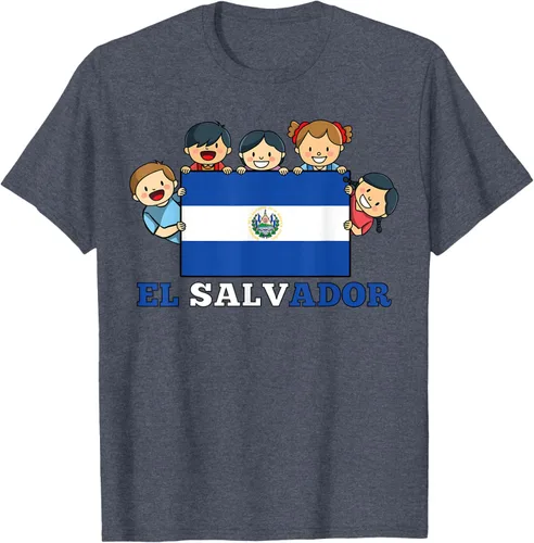 Vista 75 de Camiseta salvadoreña del Mes de la Herencia Hispana con la bandera de El Salvador para niños, Negro