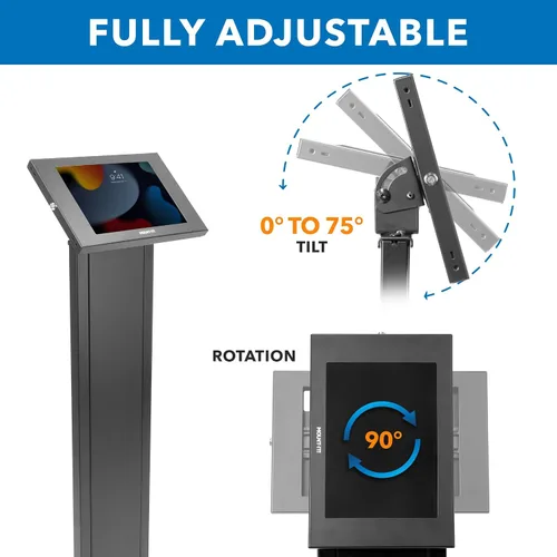 Vista 8 de Mount-It! Soporte de tablet antirrobo para piso y quiosco, quiosco de piso comercial con recinto universal, soporte de montaje de tablet