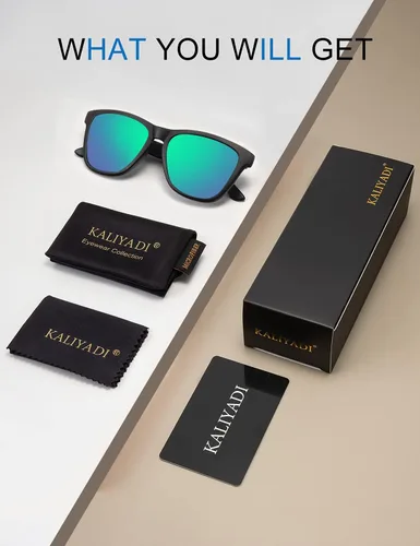 Vista 7 de KALIYADI Gafas de sol unisex polarizadas retro clásicas modernas para hombres y mujeres, gafas de sol para conducir con bloqueo UV, C Negro brillante