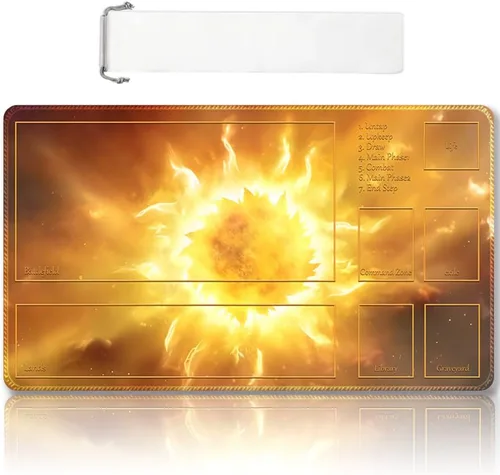 Vista 10 de Tapete de juego MTG cosido de alta calidad con zonas y respaldo de goma antideslizante, tapete de juego TCG de 24 x 14 pulgadas para MTG y otros Dkt