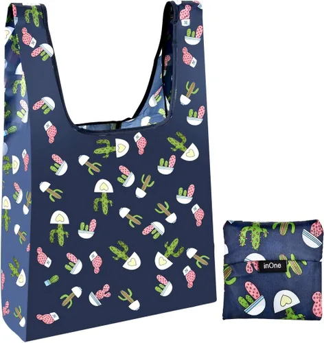 Vista 8 de inOne Bolsas de comestibles reutilizables Bolsas de compras plegables portátiles con bolsa