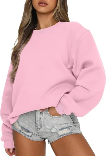 Vista 11 de EFAN Sudaderas de forro polar Y2K de gran tamaño con cuello redondo para Albaricoque