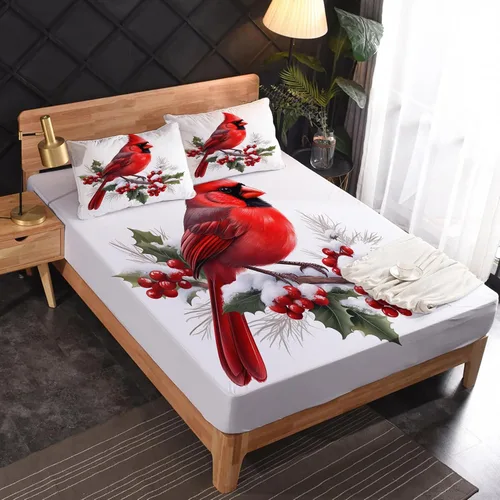 Vista 3 de Sábanas de pájaro tamaño individual – Sábanas y fundas de almohada de loros – 100% microfibra, estampado de alta cantidad de hilos, sábana encimera