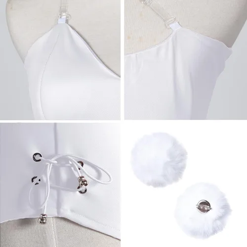 Vista 5 de Conjunto de traje de cuerpo entero con medias de una pieza para mujer, diseño de conejo, senpai