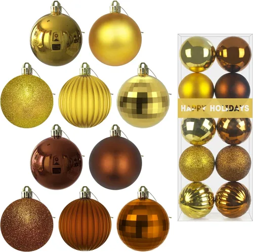Vista 132 de Esferas pequeñas de bronce de 1.6 pulgadas para decoración del árbol de Navidad, adornos inastillables para cumpleaños, Halloween, vacaciones, boda