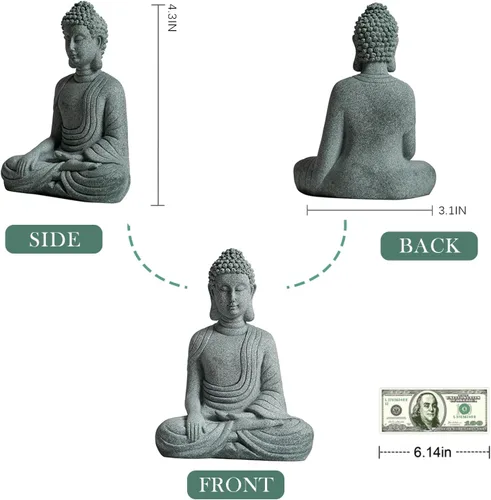 Vista 9 de Pequeña estatua de Buda para el hogar - Figura de meditación sentada de Buda hecha a mano de piedra, Buddah, Buda, Budda, estatua de Buda bebé