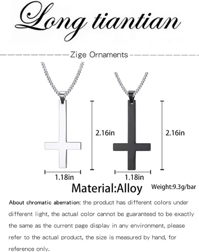 Vista 5 de Long tiantian Collar de cruz occidental para hombre, collares de cruz plateadadorada para mujeres y hombres, collares de cruz en capas cruzadas