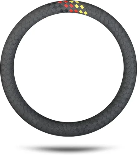 Vista 9 de Ergocar Funda trenzada para volante, de microfibra, de forma redonda, para invierno, cálido, deportivo, protector para volante de automóvil Negro