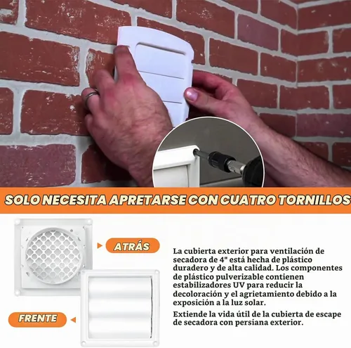 Vista 6 de Beaquicy - Cubierta de ventilación de secadora de 4 pulgadas - Tapa de escape blanca para exteriores con pantalla de protección de plagas integrada