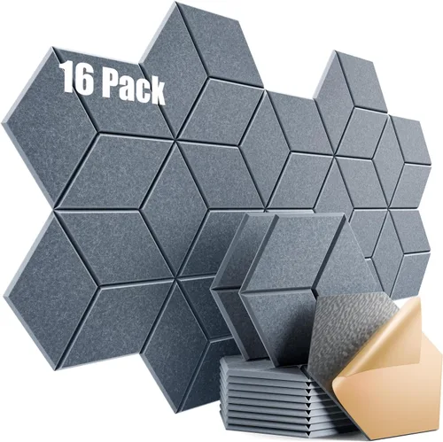 Vista 71 de Paquete de 12 paneles acústicos autoadhesivos de 12 x 10 x 0.4 pulgadas, paneles de espuma a prueba de sonido con alta densidad, elegante diseño